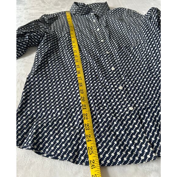 Talbots Button Up Shirt Women's 3/4 Sleeve Navy Print Size 14 - Picture 4 of 7